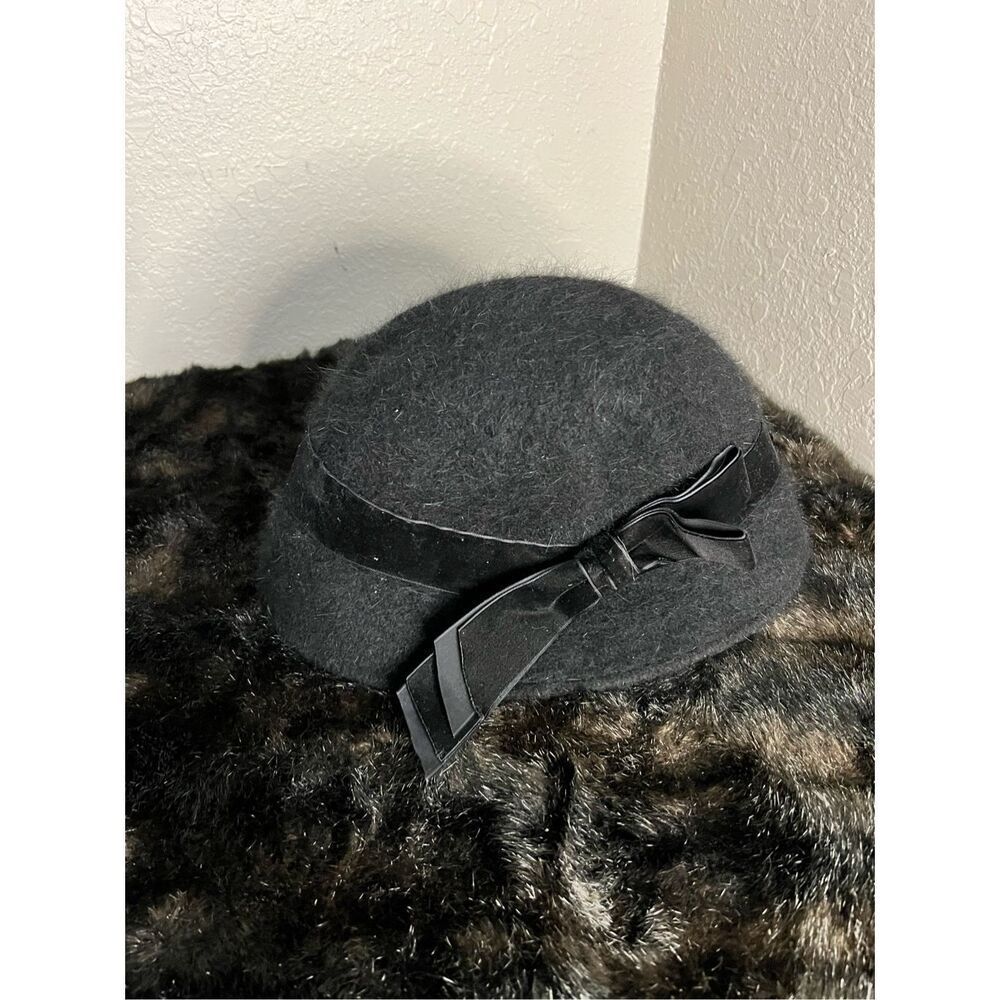 Collection Eighteen Black Ombre angora Wool blend Cloche Hat Osfm